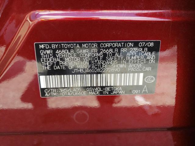 Photo 10 from auction – 2008 LEXUS ES 350 with VIN JTHBJ46G282272890