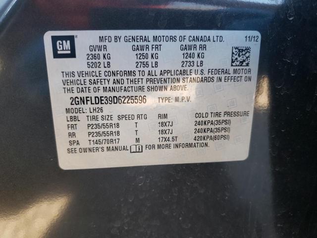 Photo 10 from auction – 2013 CHEVROLET EQUINOX LT with VIN 2GNFLDE39D6225596