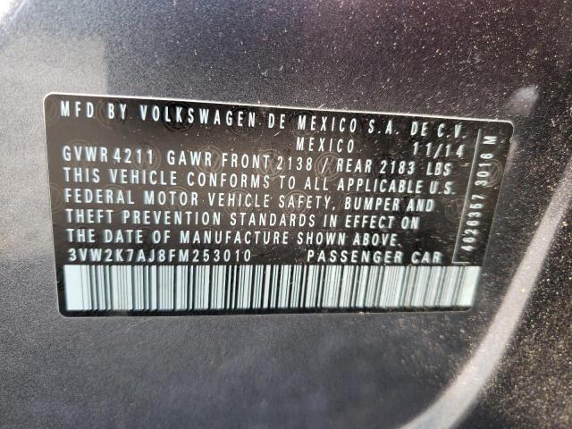Photo 10 from auction – 2015 VOLKSWAGEN JETTA BASE with VIN 3VW2K7AJ8FM253010
