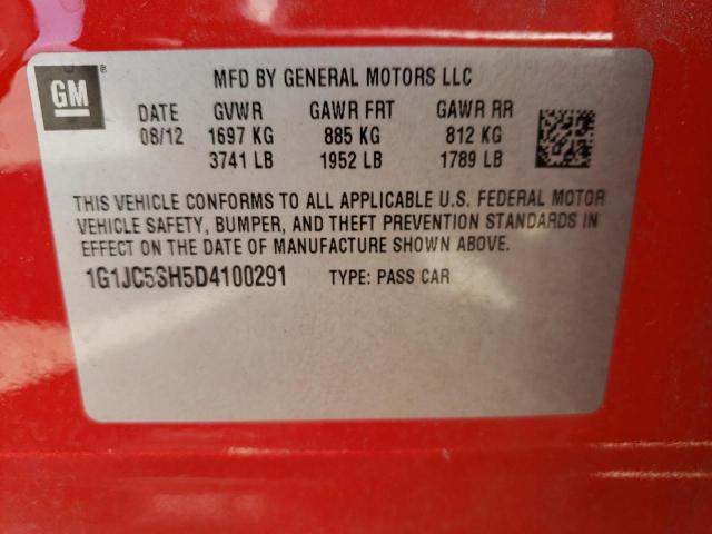 Photo 10 from auction – 2013 CHEVROLET SONIC LT with VIN 1G1JC5SH5D4100291