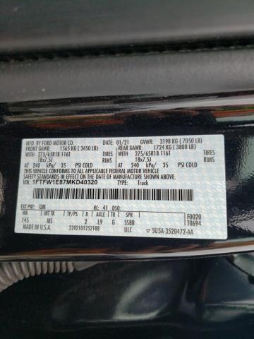 Photo 10 from auction – 2021 FORD F150 SUPER with VIN 1FTFW1E87MKD40320