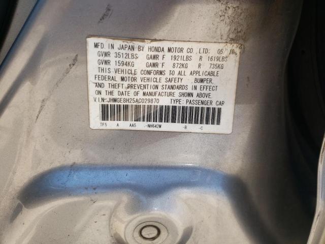 Photo 10 from auction – 2010 HONDA FIT with VIN JHMGE8H25AC029870