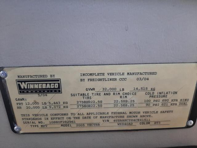 Photo 10 from auction – 2004 WINNEBAGO VECTRA with VIN 4UZAAHCY84CN41511