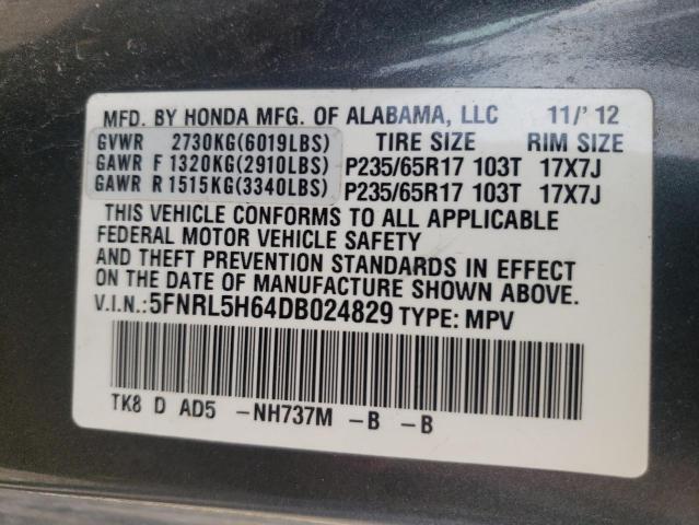 Photo 10 from auction – 2013 HONDA ODYSSEY EX with VIN 5FNRL5H64DB024829