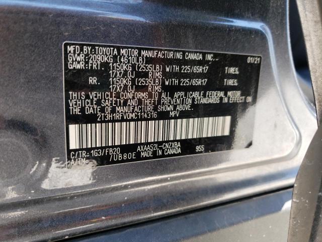 Photo 10 from auction – 2021 TOYOTA RAV4 LE with VIN 2T3H1RFV0MC114316