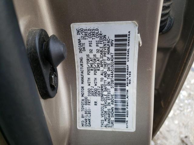 Photo 10 from auction – 2001 TOYOTA SEQUOIA SR with VIN 5TDBT44A51S014047