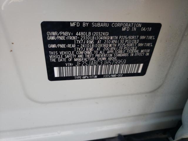 Photo 10 from auction – 2018 SUBARU FORESTER 2 with VIN JF2SJABC3JH579959