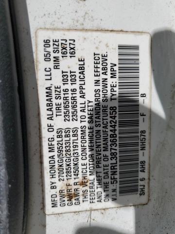 Photo 10 from auction – 2006 HONDA ODYSSEY EX with VIN 5FNRL38736B442458