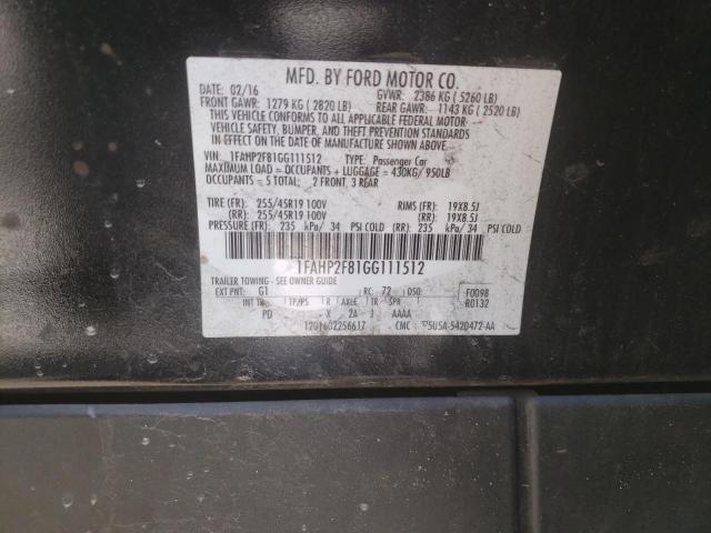 Photo 10 from auction – 2016 FORD TAURUS LIM with VIN 1FAHP2F81GG111512