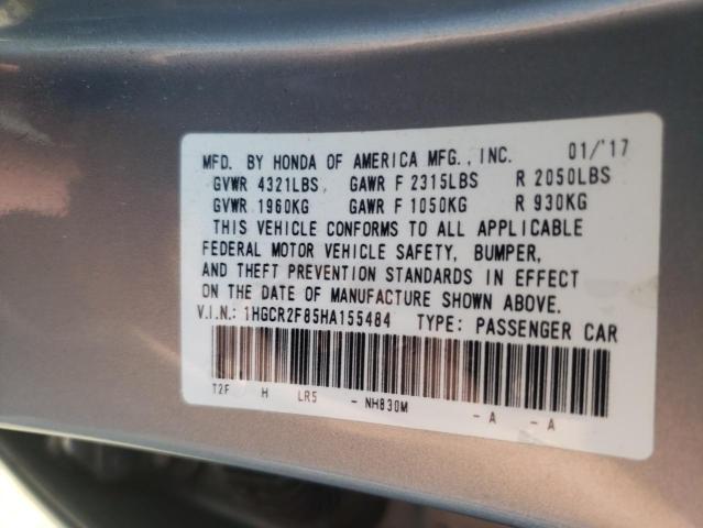 Photo 10 from auction – 2017 HONDA ACCORD EXL with VIN 1HGCR2F85HA155484