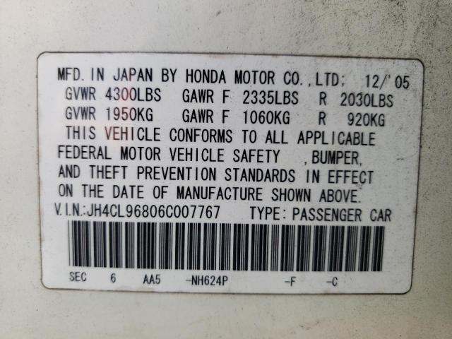 Photo 10 from auction – 2006 ACURA TSX with VIN JH4CL96806C007767