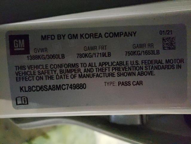 Photo 10 from auction – 2021 CHEVROLET SPARK 1LT with VIN KL8CD6SA8MC749880