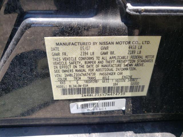 Photo 10 from auction – 2007 NISSAN ALTIMA 3.5 with VIN 1N4BL21EX7N474739