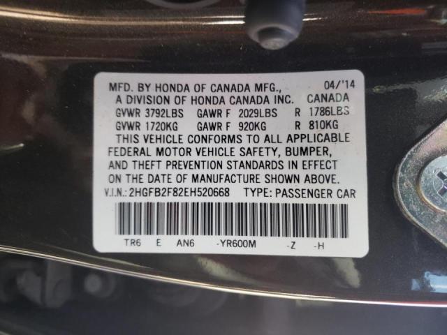 Photo 10 from auction – 2014 HONDA CIVIC EX with VIN 2HGFB2F82EH520668