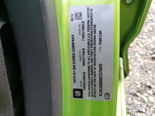Photo 10 from auction – 2014 CHEVROLET SPARK LS with VIN KL8CA6S99EC576435