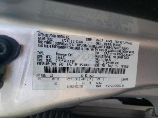 Photo 10 from auction – 2012 FORD FOCUS SE with VIN 1FAHP3F28CL431431