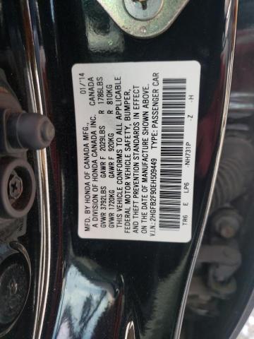 Photo 10 from auction – 2014 HONDA CIVIC EXL with VIN 2HGFB2F90EH509449
