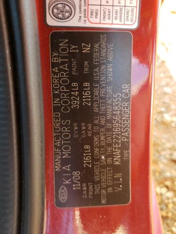 Photo 10 from auction – 2009 KIA SPECTRA EX with VIN KNAFE221695648355