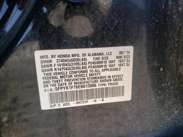 Photo 10 from auction – 2014 HONDA RIDGELINE with VIN 5FPYK1F76EB013066