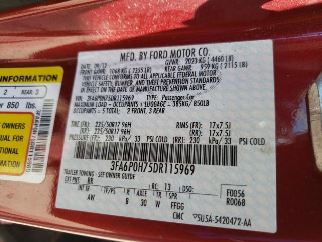 Photo 10 from auction – 2013 FORD FUSION SE with VIN 3FA6P0H75DR115969