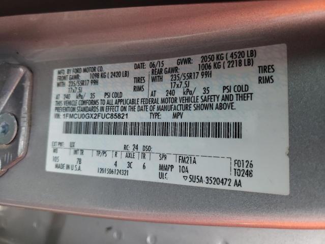 Photo 10 from auction – 2015 FORD ESCAPE SE with VIN 1FMCU0GX2FUC85821