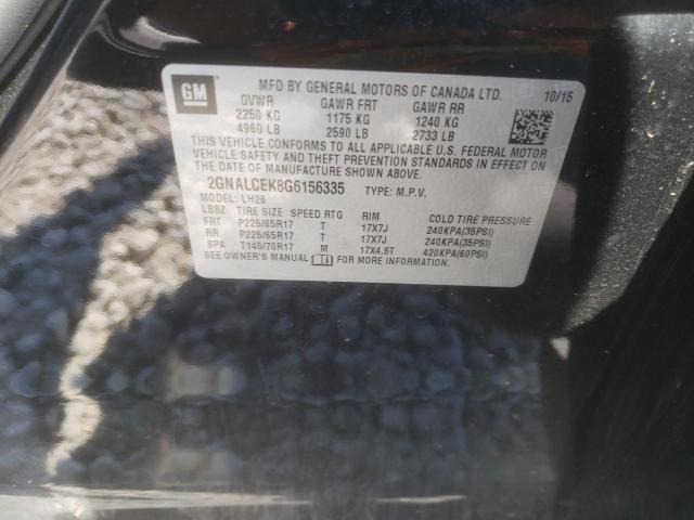 Photo 10 from auction – 2016 CHEVROLET EQUINOX LT with VIN 2GNALCEK8G6156335