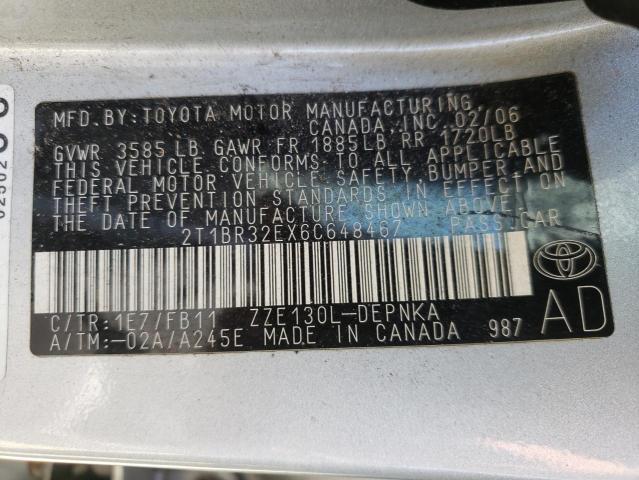 Photo 10 from auction – 2006 TOYOTA COROLLA CE with VIN 2T1BR32EX6C648467