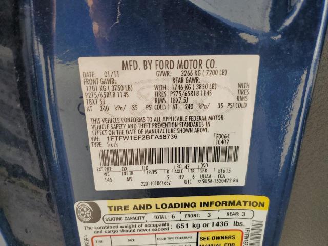 Photo 10 from auction – 2011 FORD F150 SUPER with VIN 1FTFW1EF2BFA58736