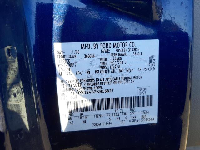 Photo 10 from auction – 2007 FORD F150 with VIN 1FTPX12V37KB55827
