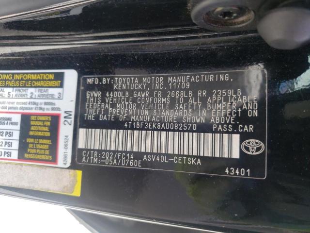 Photo 10 from auction – 2010 TOYOTA CAMRY BASE with VIN 4T1BF3EK8AU082570