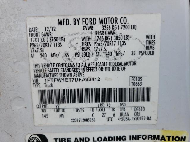 Photo 10 from auction – 2013 FORD F150 SUPER with VIN 1FTFW1ET7DFA93412
