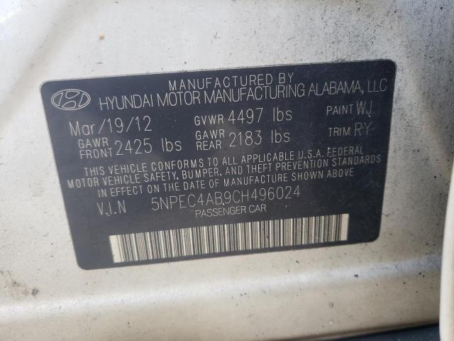 Photo 10 from auction – 2012 HYUNDAI SONATA SE with VIN 5NPEC4AB9CH496024