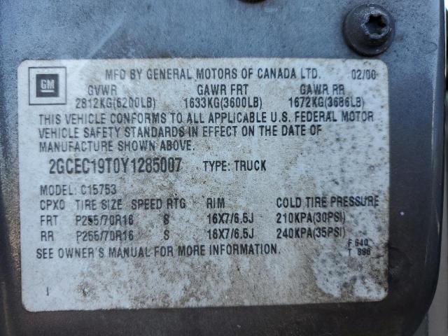 Photo 10 from auction – 2000 CHEVROLET SILVERADO with VIN 2GCEC19T0Y1285007