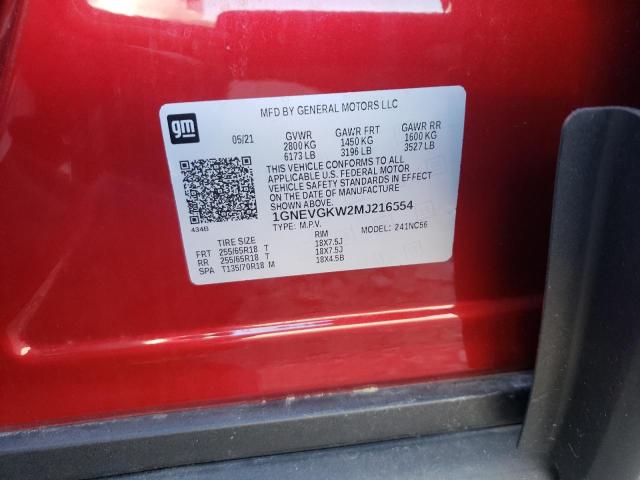 Photo 10 from auction – 2021 CHEVROLET TRAVERSE L with VIN 1GNEVGKW2MJ216554
