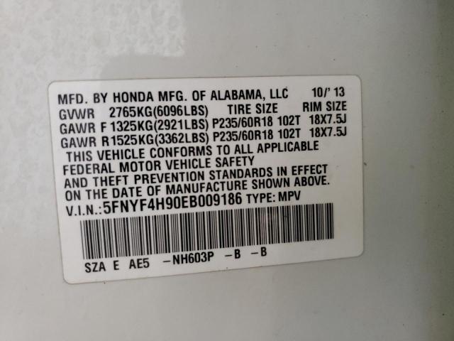 Photo 10 from auction – 2014 HONDA PILOT TOUR with VIN 5FNYF4H90EB009186