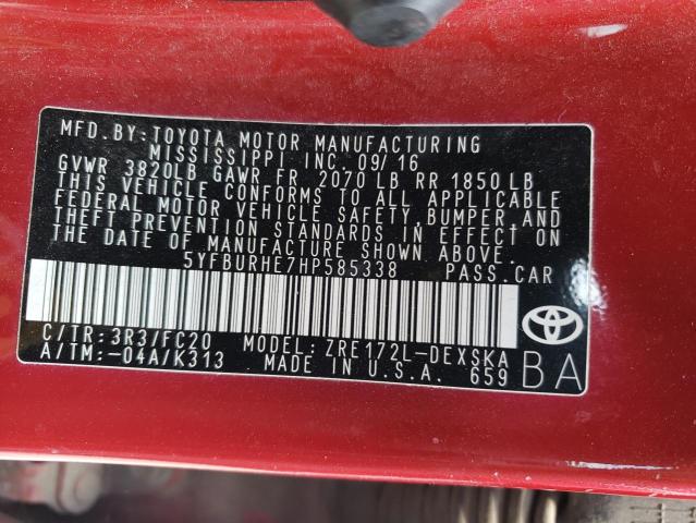 Photo 10 from auction – 2017 TOYOTA COROLLA L with VIN 5YFBURHE7HP585338