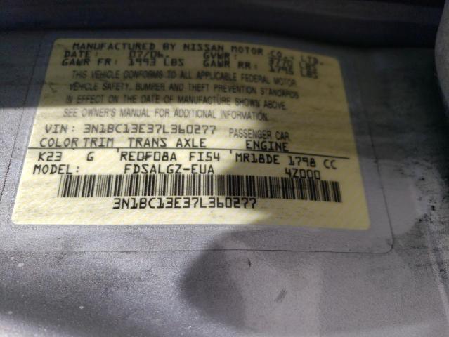 Photo 10 from auction – 2007 NISSAN VERSA S with VIN 3N1BC13E37L360277