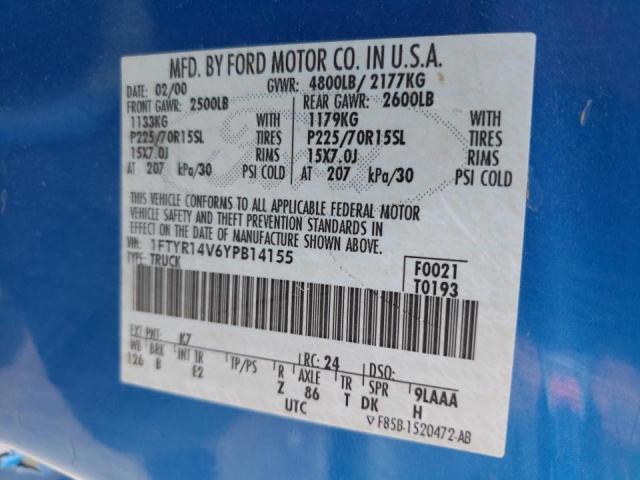 Photo 10 from auction – 2000 FORD RANGER SUP with VIN 1FTYR14V6YPB14155