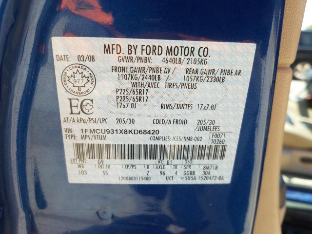 Photo 10 from auction – 2008 FORD ESCAPE XLT with VIN 1FMCU931X8KD68420