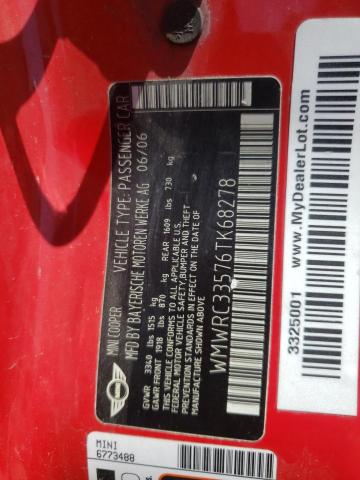 Photo 10 from auction – 2006 MINI COOPER with VIN WMWRC33576TK68278