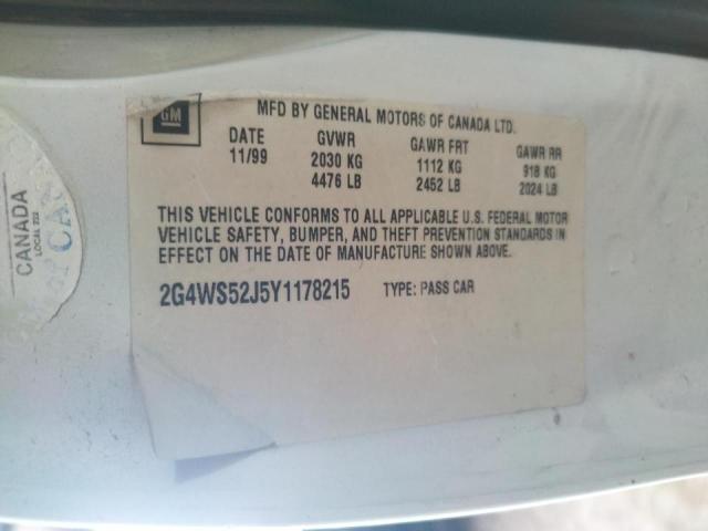 Photo 10 from auction – 2000 BUICK CENTURY with VIN 2G4WS52J5Y1178215