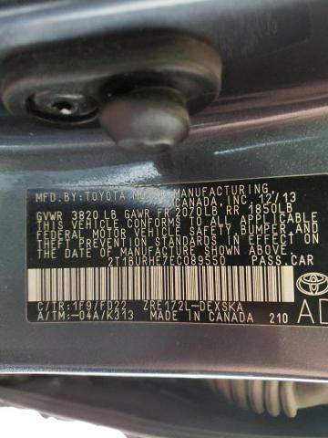 Photo 10 from auction – 2014 TOYOTA COROLLA L with VIN 2T1BURHE7EC089550