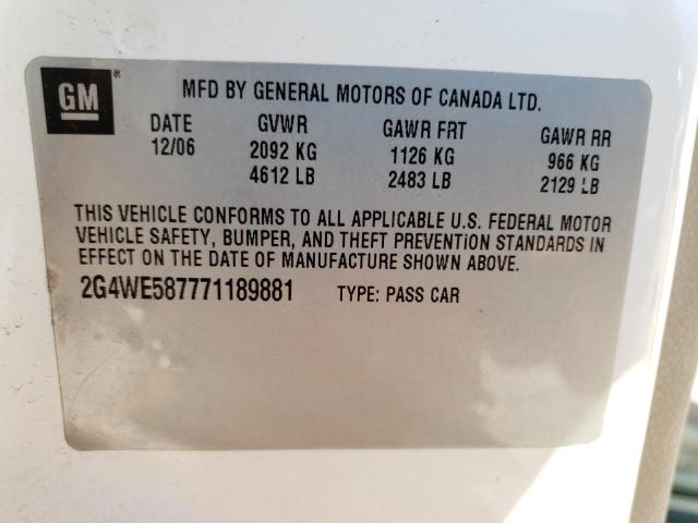 Photo 10 from auction – 2007 BUICK LACROSSE C with VIN 2G4WE587771189881