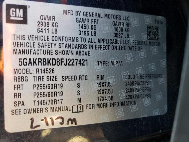 Photo 10 from auction – 2015 BUICK ENCLAVE with VIN 5GAKRBKD8FJ227421