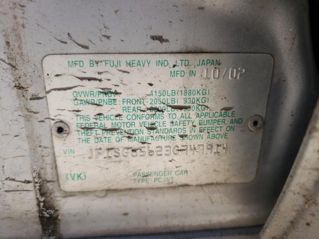 Photo 10 from auction – 2003 SUBARU FORESTER 2 with VIN JF1SG65623G747914