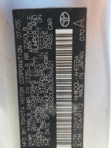 Photo 10 from auction – 2005 TOYOTA PRIUS with VIN JTDKB20U853096421