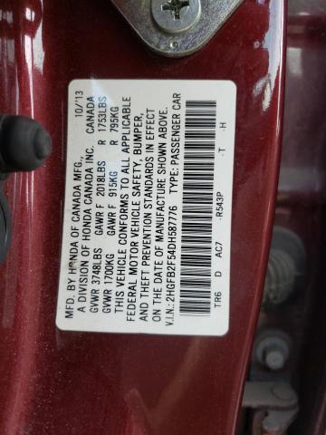 Photo 10 from auction – 2013 HONDA CIVIC LX with VIN 2HGFB2F54DH587776
