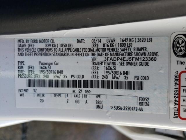 Photo 10 from auction – 2015 FORD FIESTA SE with VIN 3FADP4EJ5FM123360