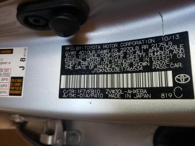 Photo 10 from auction – 2014 TOYOTA PRIUS with VIN JTDKN3DU3E1746534