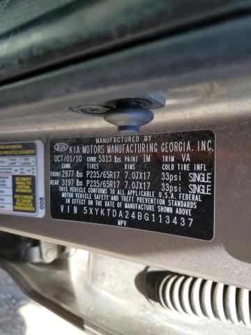 Photo 10 from auction – 2011 KIA SORENTO BA with VIN 5XYKTDA24BG113437